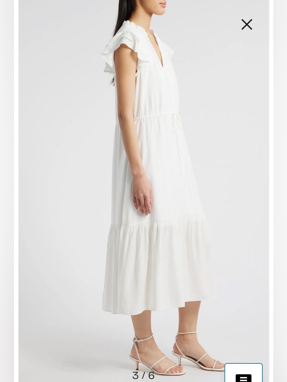 NWT- Julia Jordan Flutter Sleeve Midi Dress, White, size 12 - Picture 3 of 12